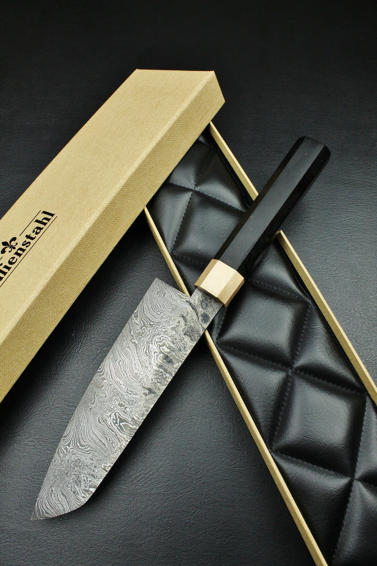 Damast-Santoku 215, achteckig, 2,2