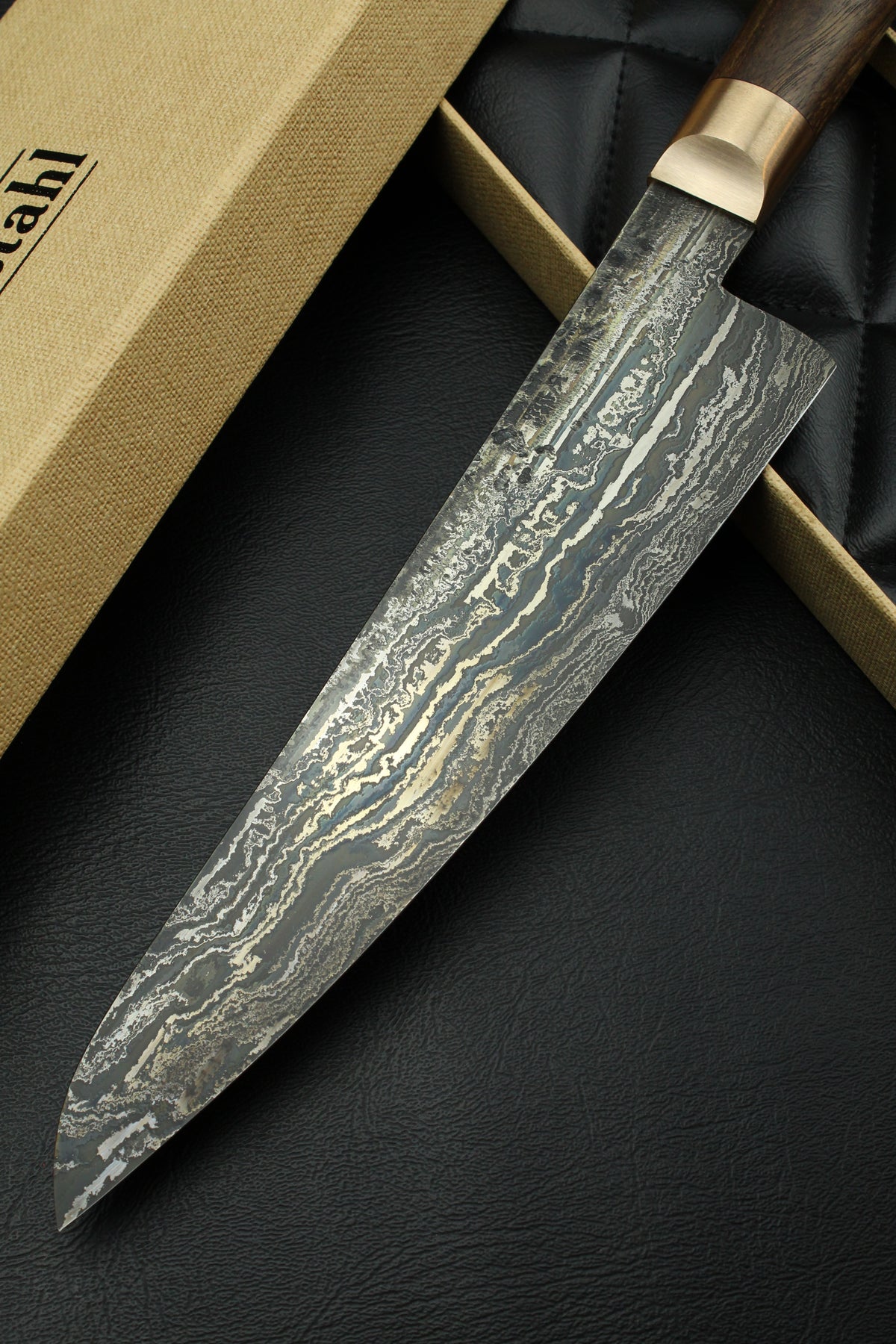Damascus-Gyuto HK aus deutschem Walnussholz