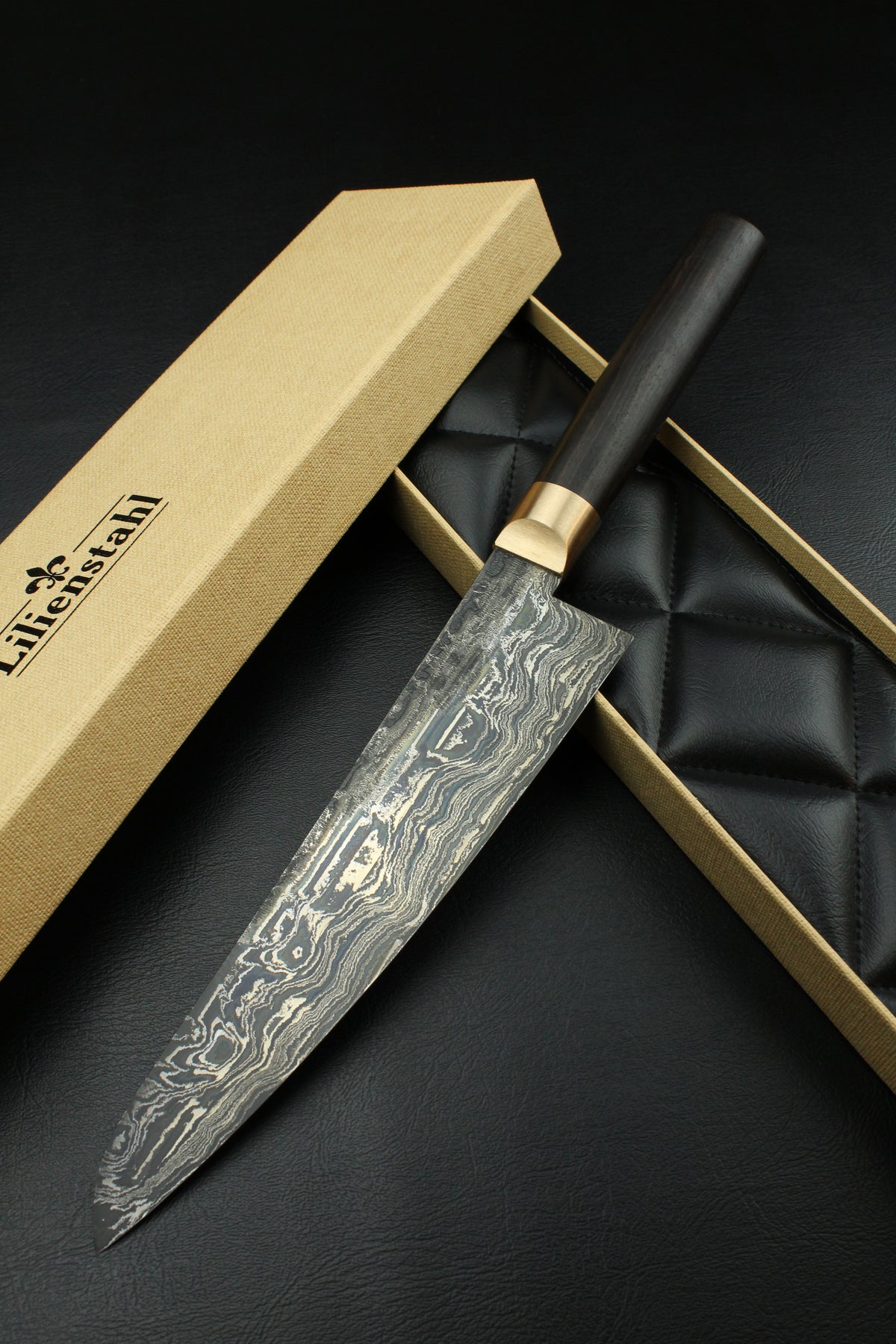 Damascus-Gyuto HK aus schwarzem Ebenholz 1,4