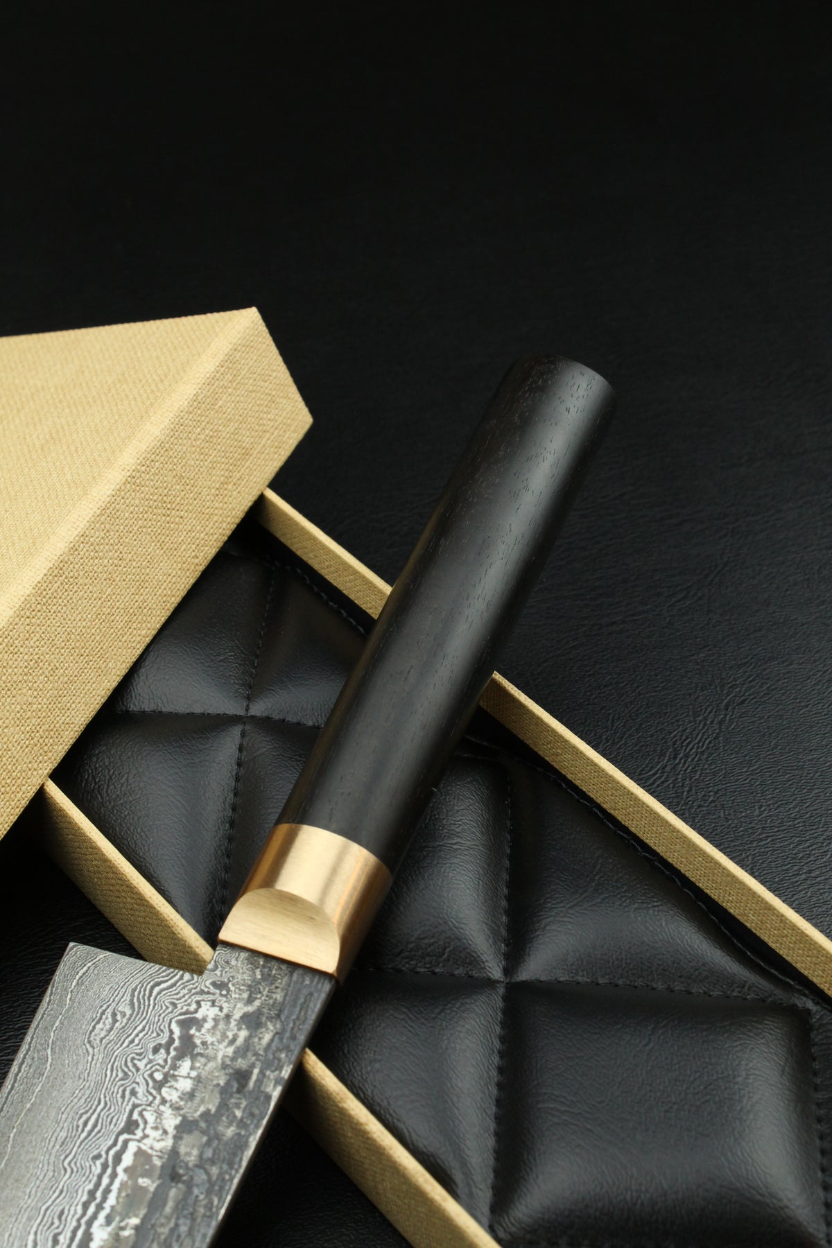 Damast-Gyuto 320L schwarzes Ebenholz 215
