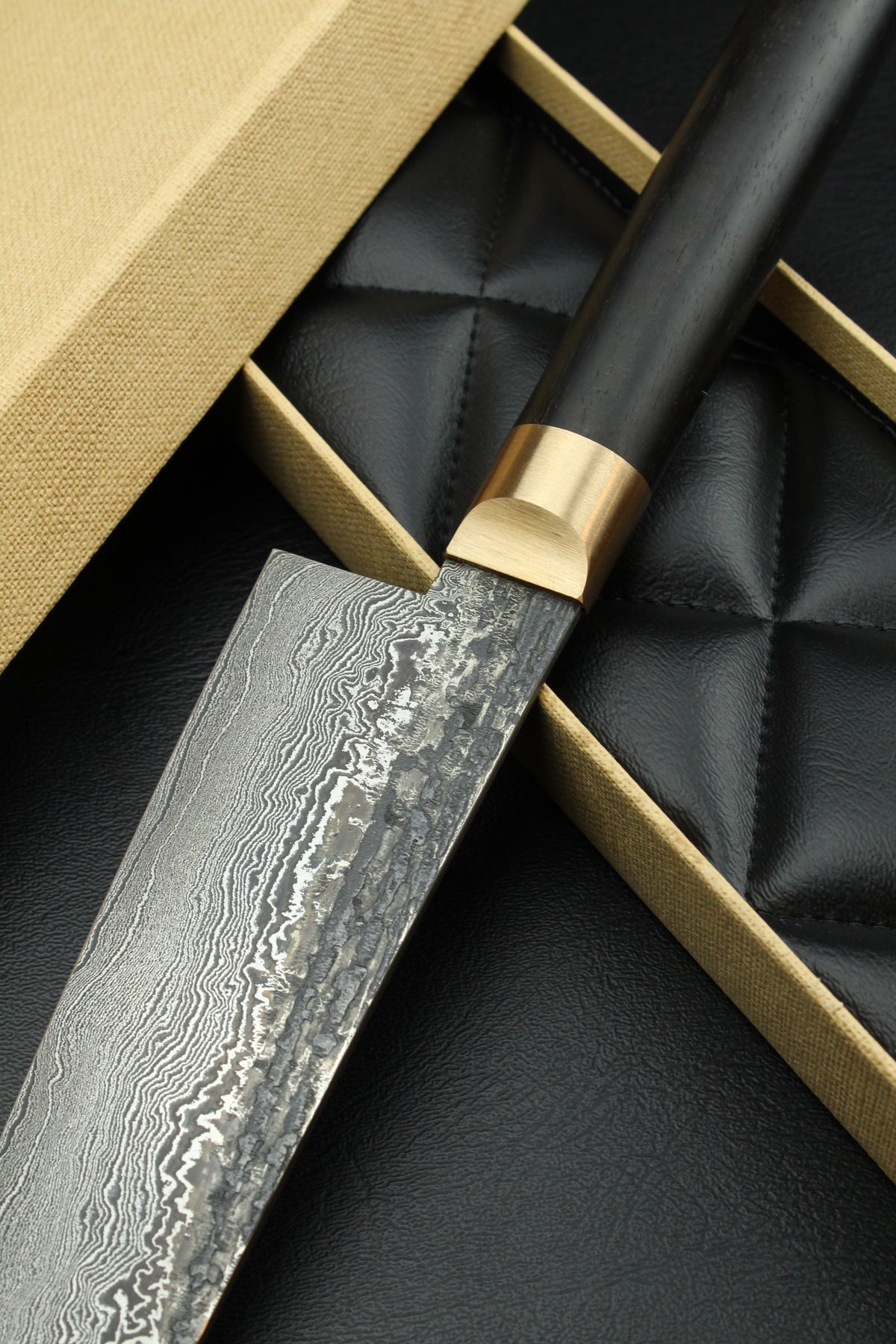 Damast-Gyuto 320L schwarzes Ebenholz 215