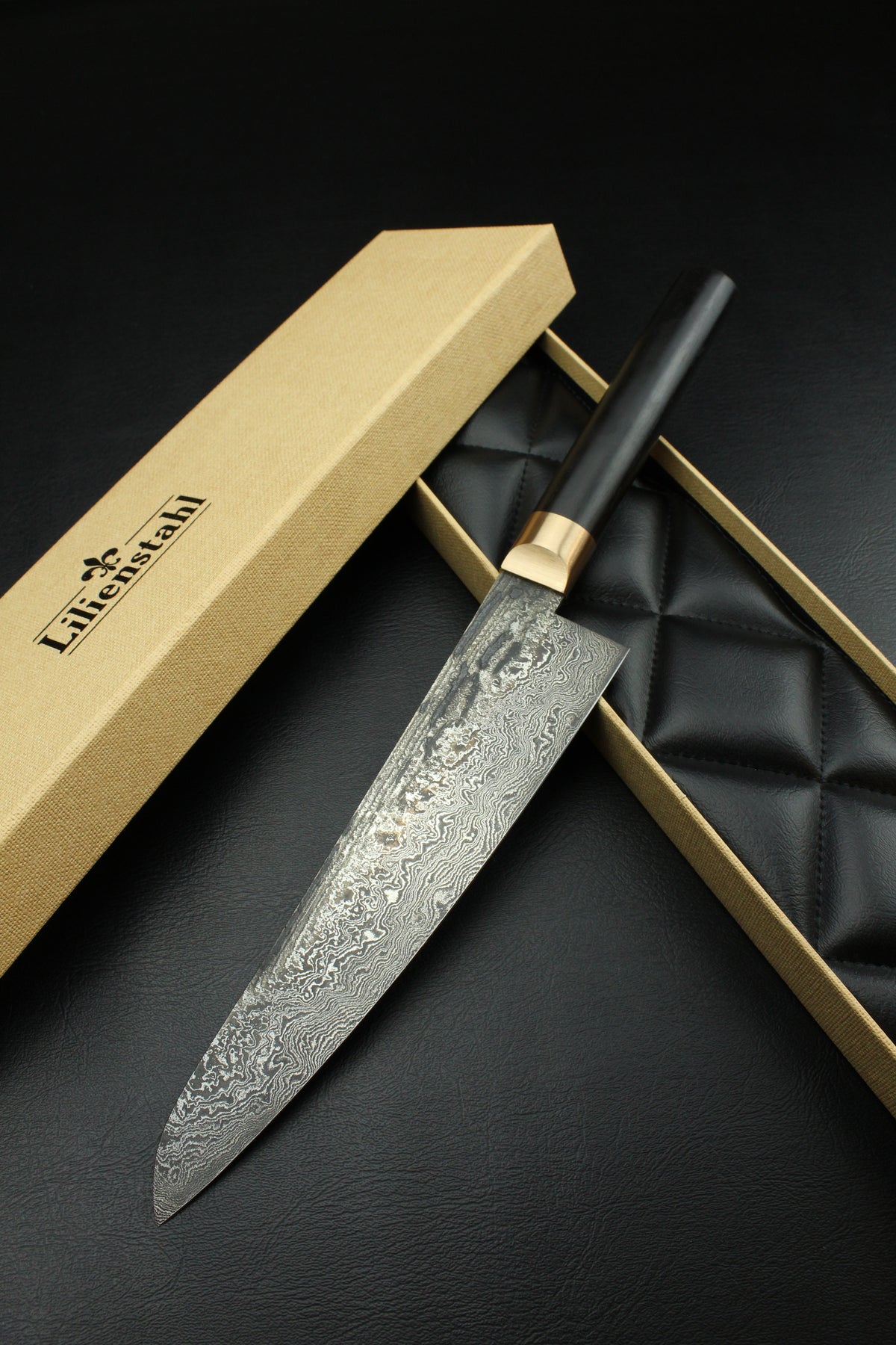 Damast-Gyuto 320L schwarzes Ebenholz 2.0