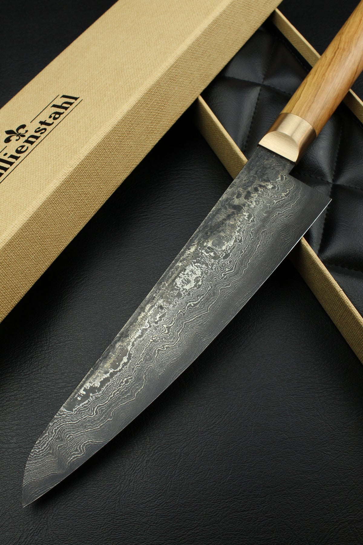 Damast-Gyuto 320L Olive Oval 2.0