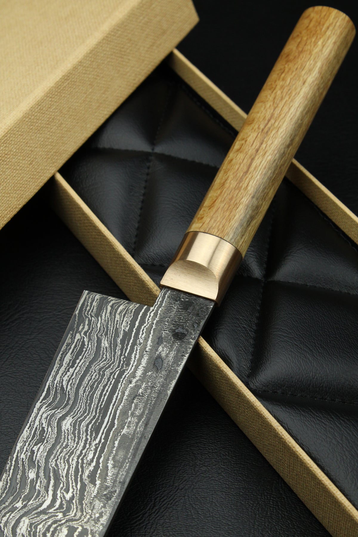 Damast-Santoku HK Buchenholz