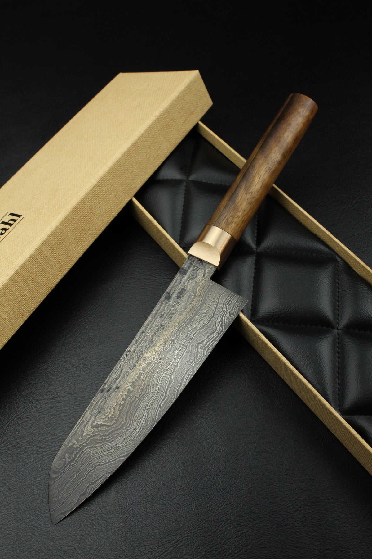 Damast-Santoku 500L Oval Patina
