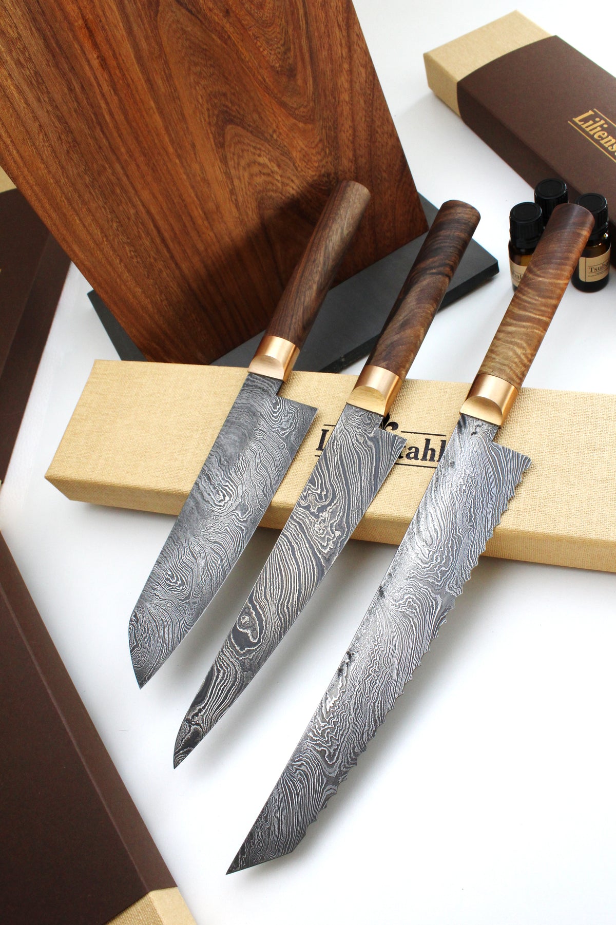 Premium-Messer-Set Oval Nussbaum