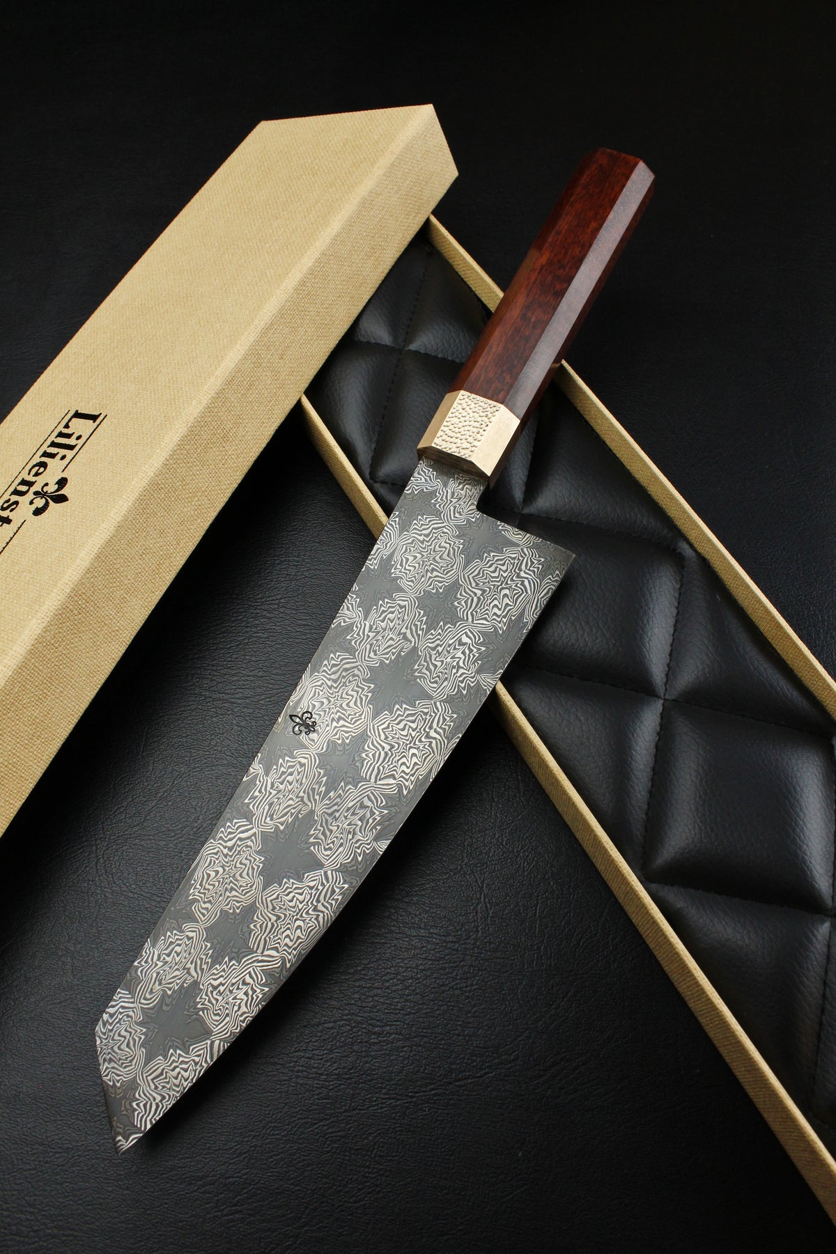 S Damaszener K-Tip Santoku Schlangenholz