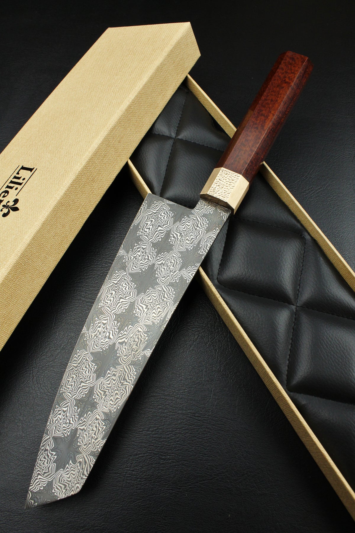 S Damaszener K-Tip Santoku Schlangenholz