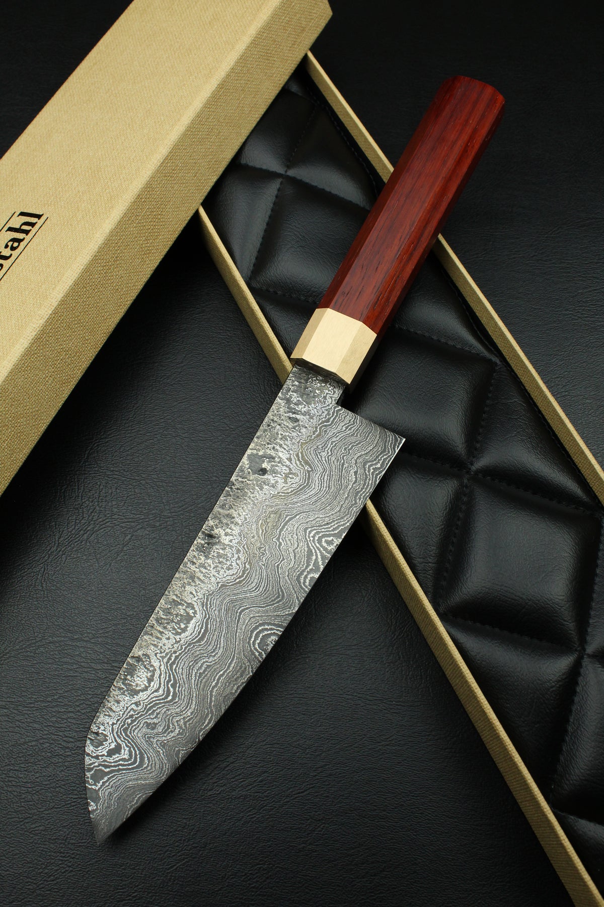 Padouk-Damast-Santoku 215, achteckiger Griff, 2,1