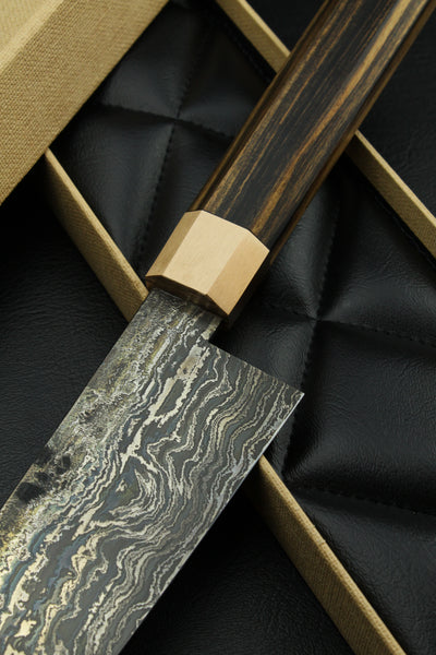Damascus Santoku HK B&W Ebony Octagonal – Lilienstahl