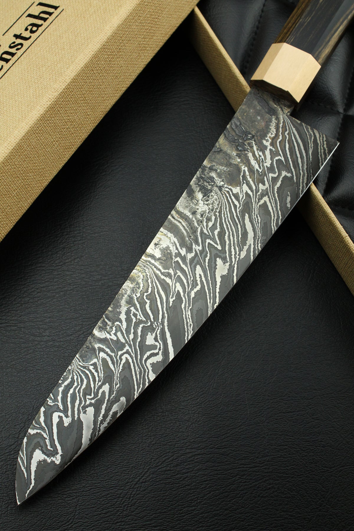 Damast-Gyuto B&W Ebenholz Achteck