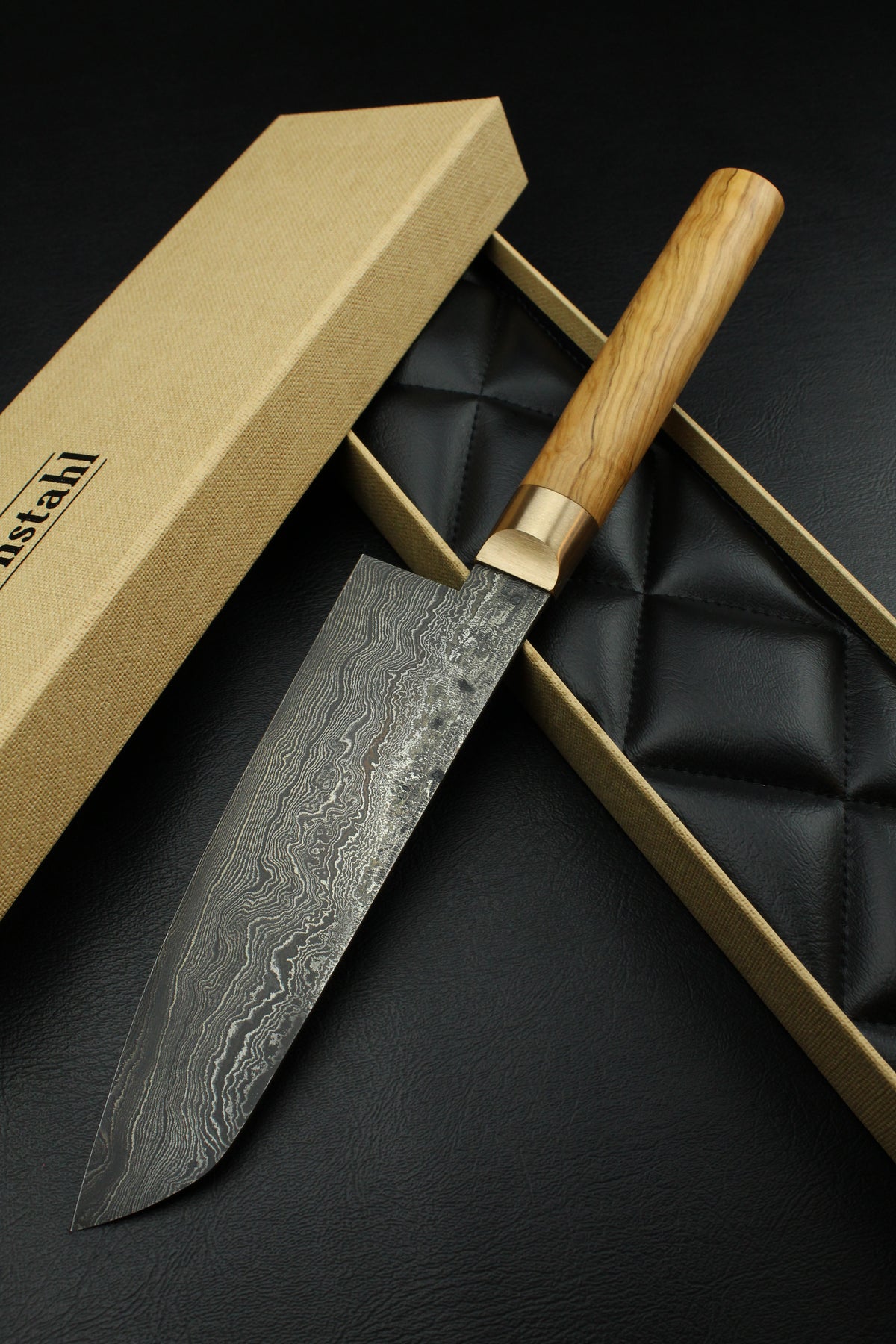 Damast-Santoku 320L Olive Oval 1.0