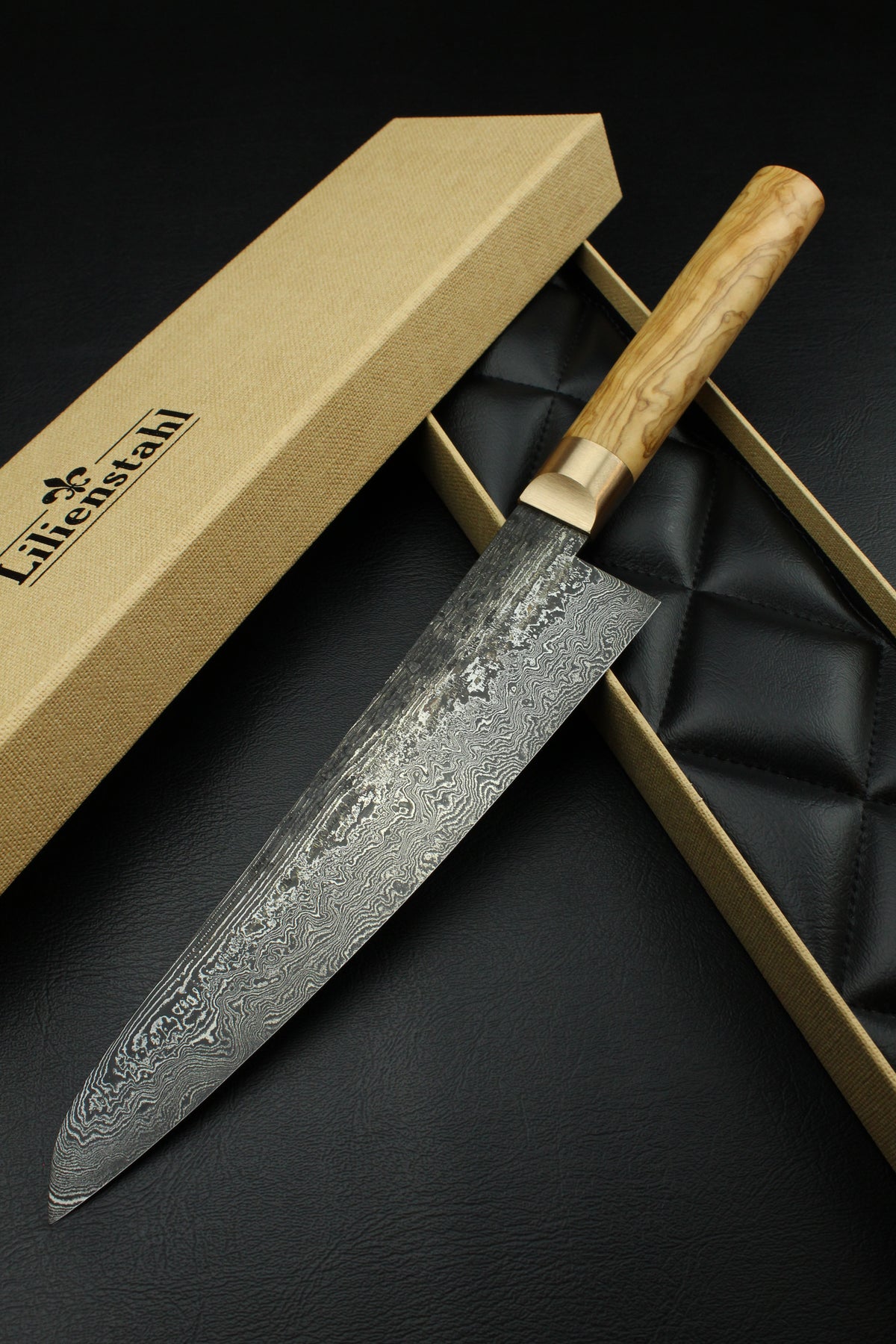 Damast-Gyuto 320L Olive Oval 1.0