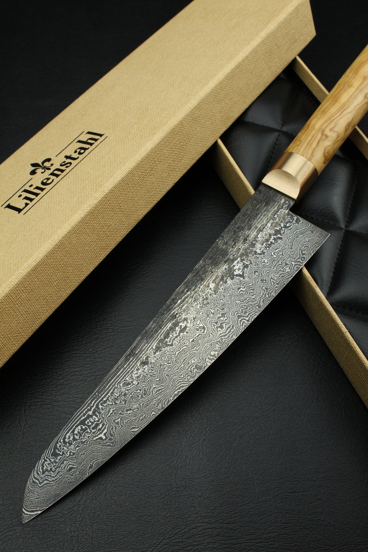 Damast-Gyuto 320L Olive Oval 1.0