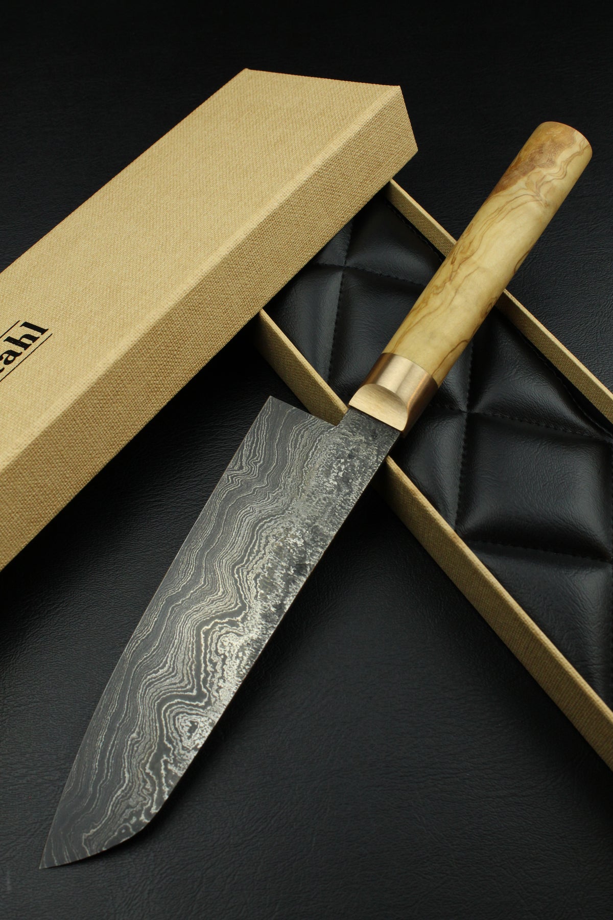 Damast-Santoku 500L Olive Oval