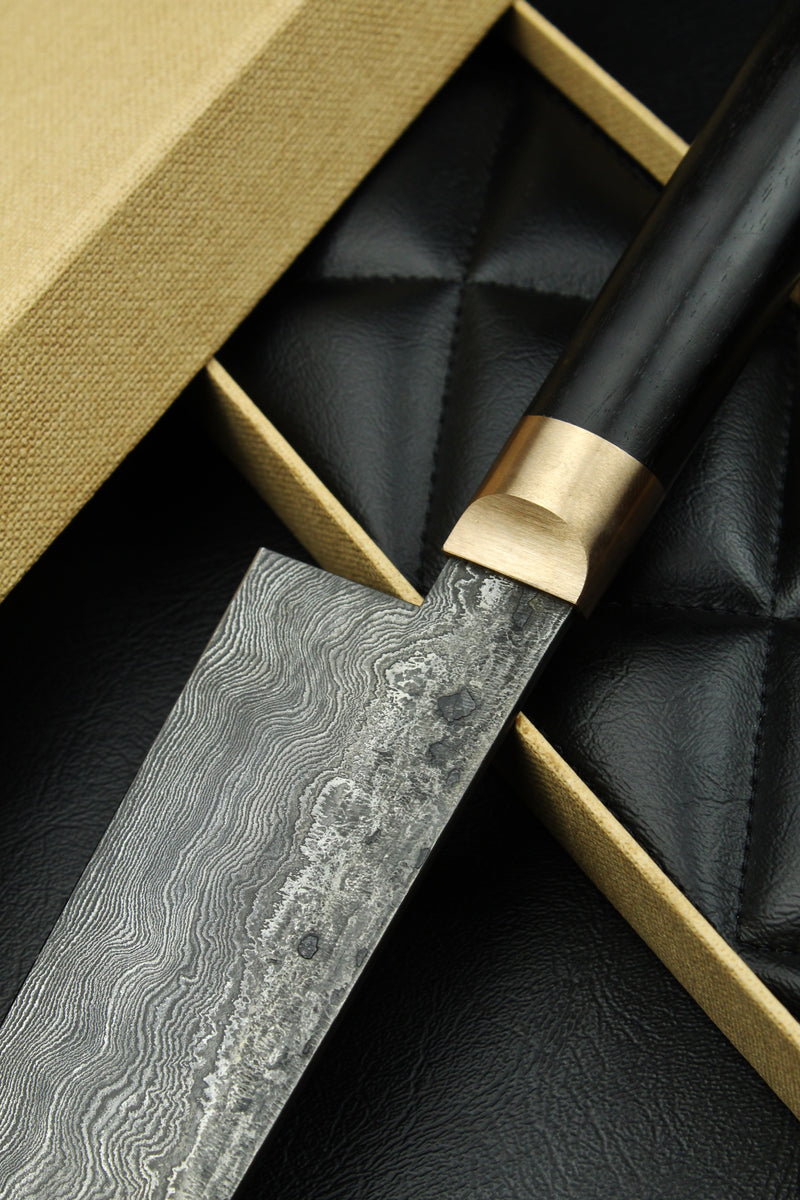 Damascus Santoku Black Ebony