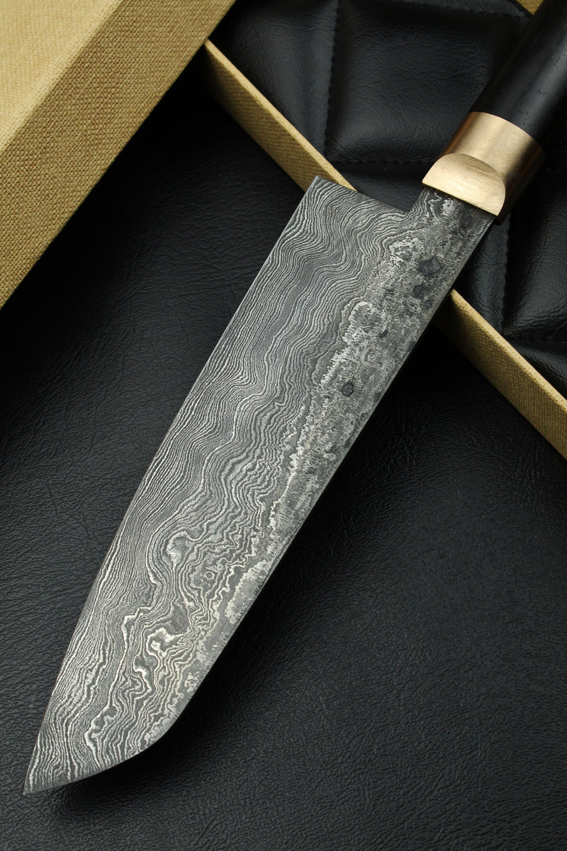 Damascus Santoku Black Ebony