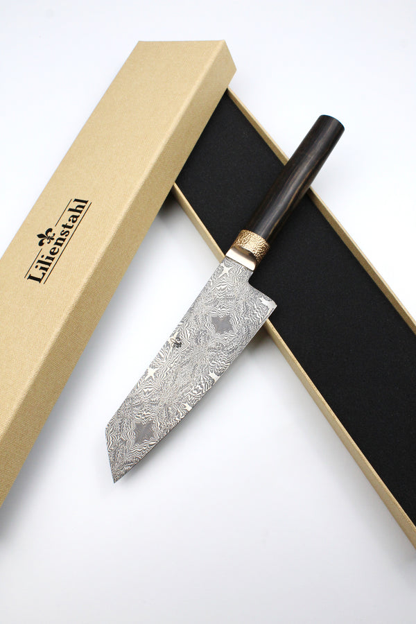 S-Damast Santoku Embedded Stars