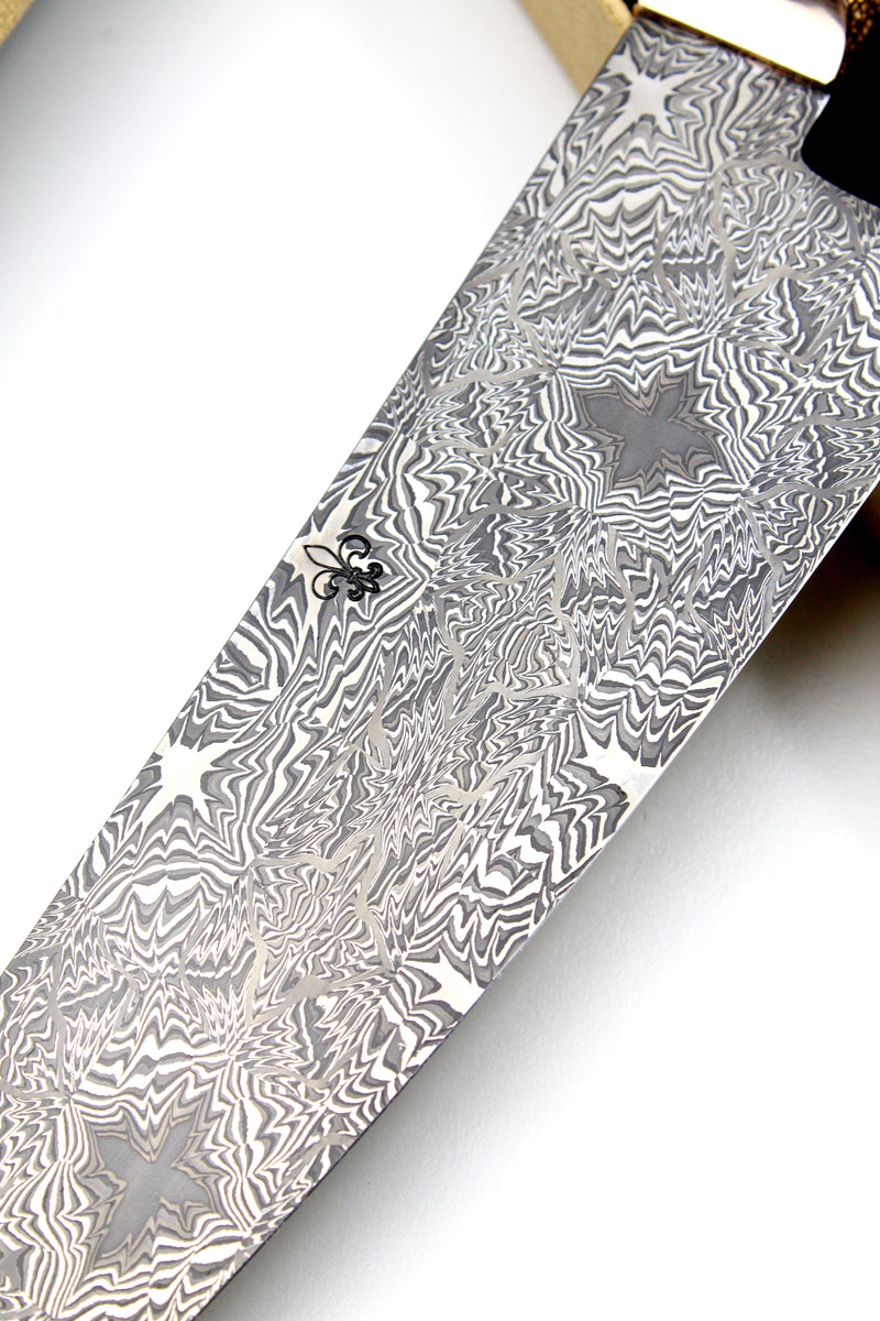 S-Damast Santoku Embedded Stars
