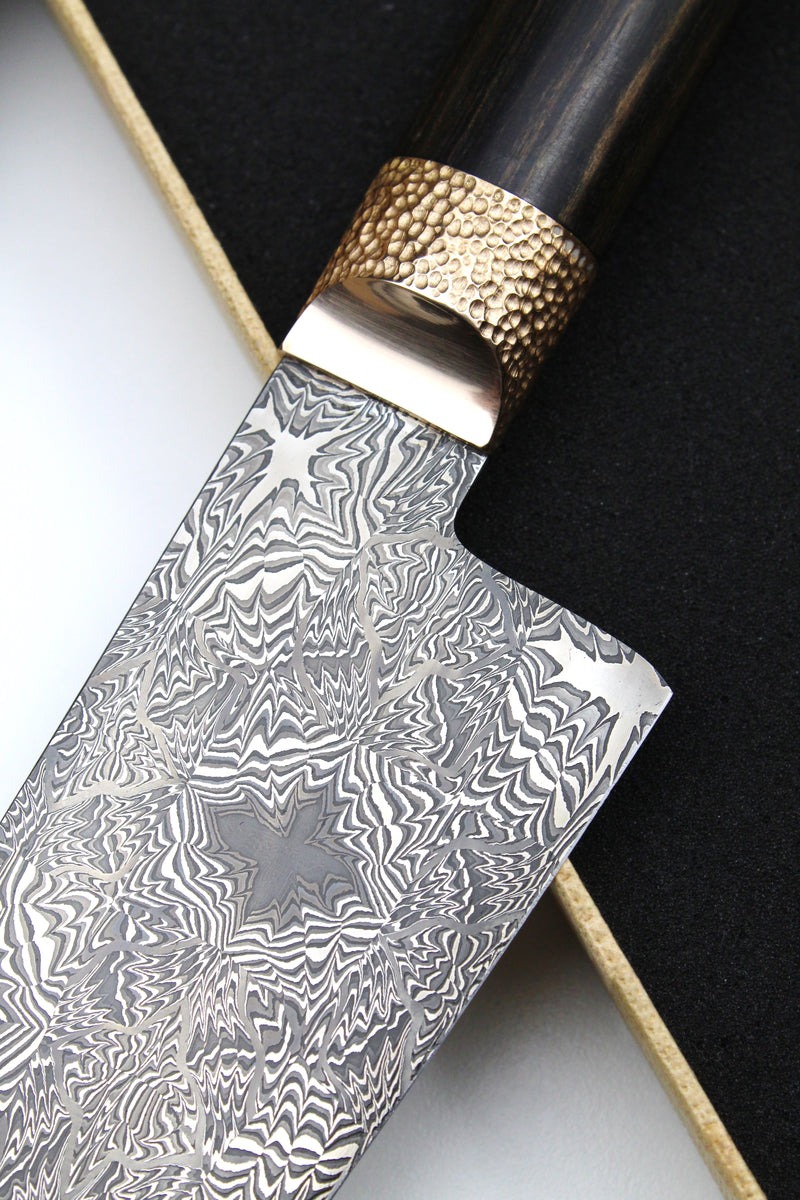 S-Damast Santoku Embedded Stars