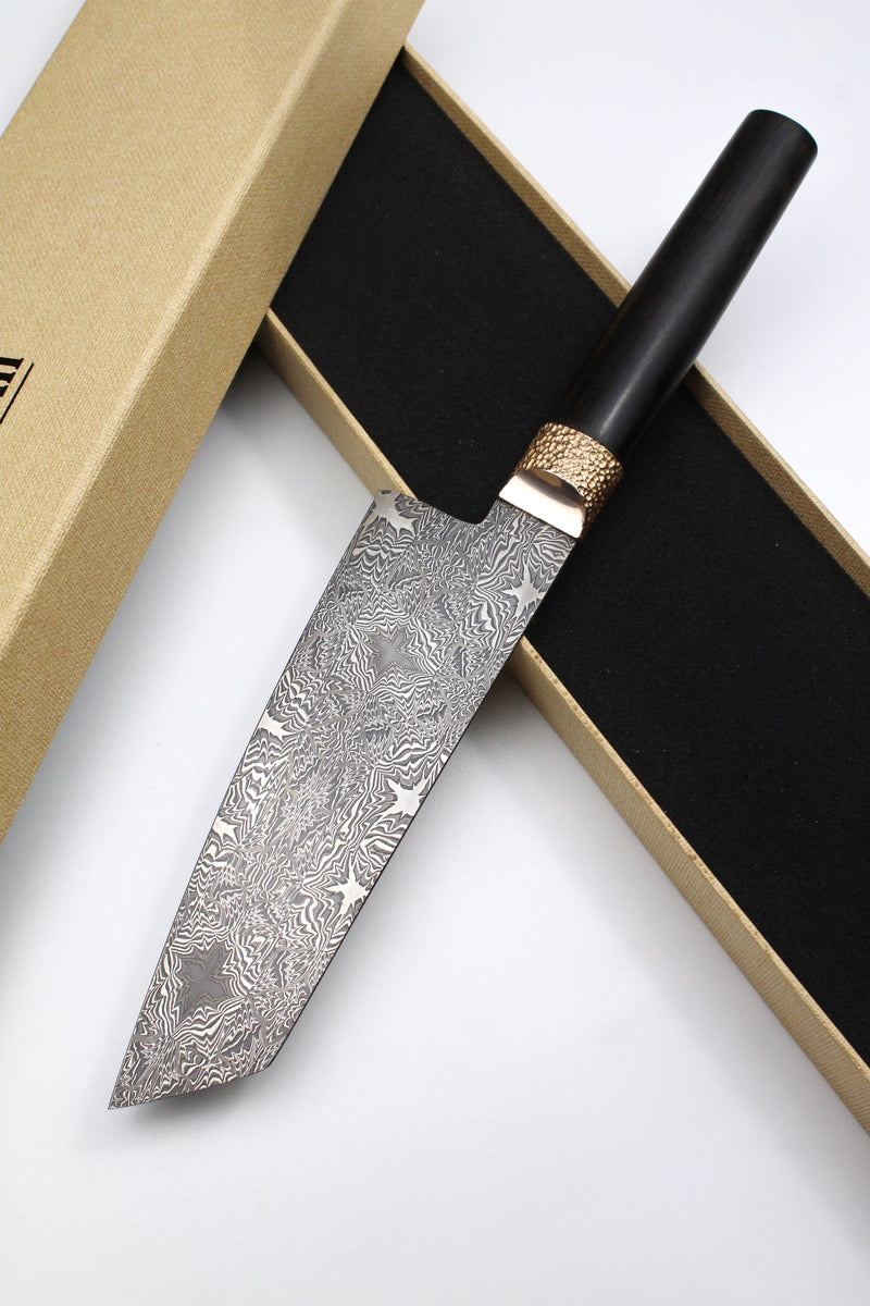 S-Damast Santoku Embedded Stars