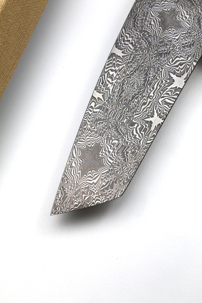 S-Damast Santoku Embedded Stars