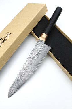 Gyuto Damascus Bog Oak Oval