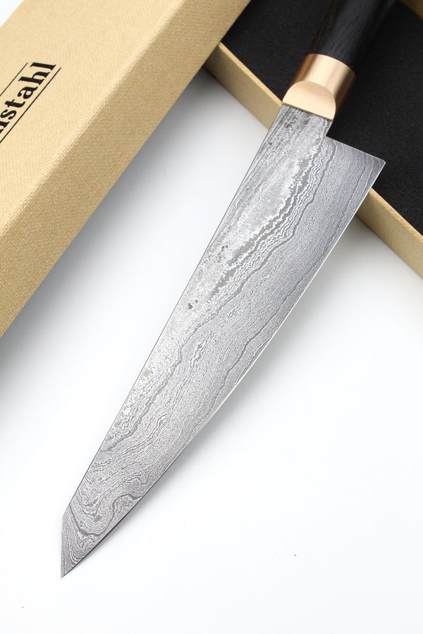 Gyuto Damascus Bog Oak Oval