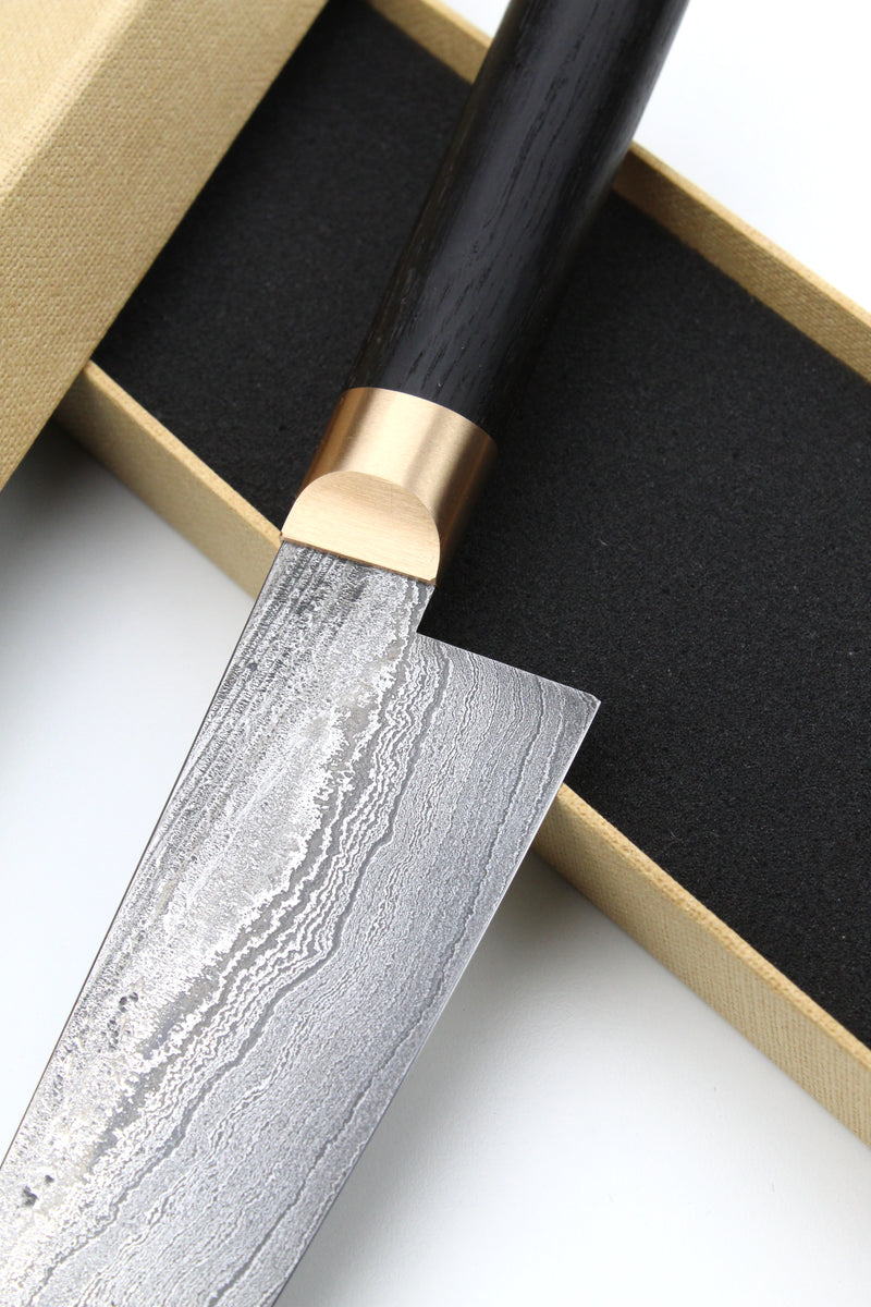 Gyuto Damascus Bog Oak Oval