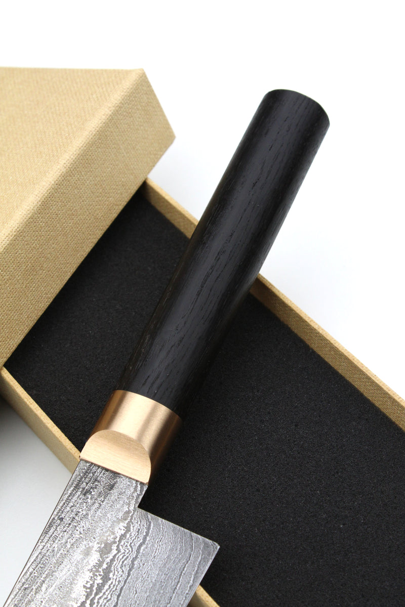Gyuto Damascus Bog Oak Oval