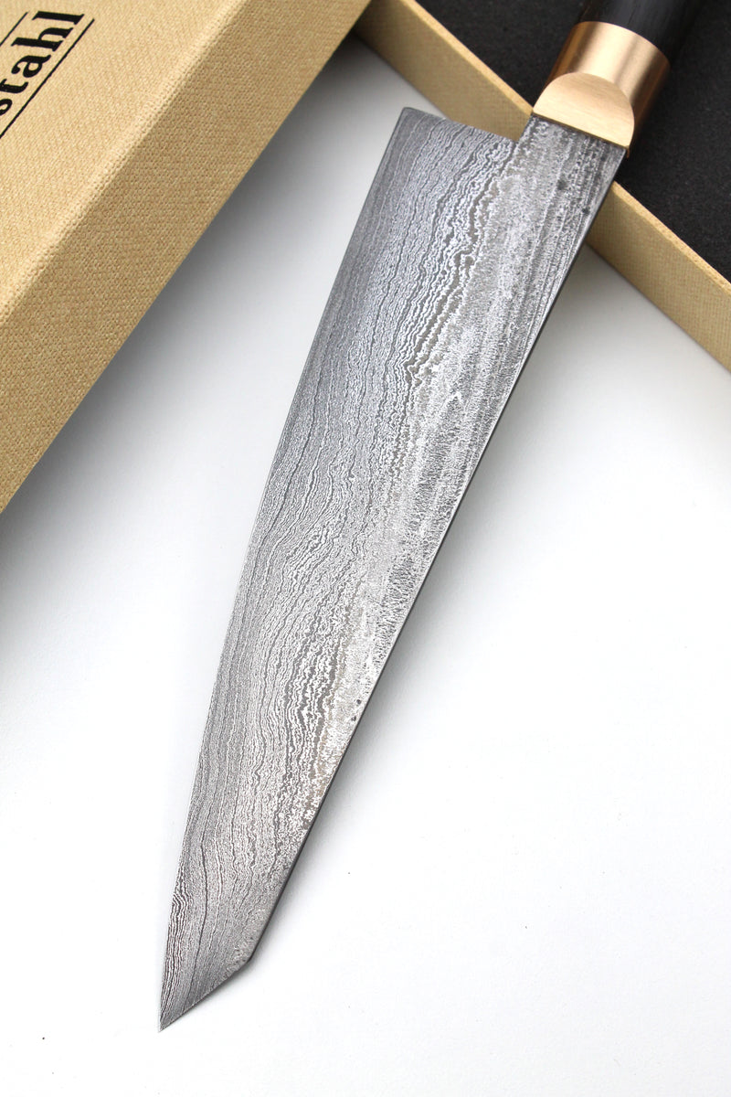 Gyuto Damascus Bog Oak Oval