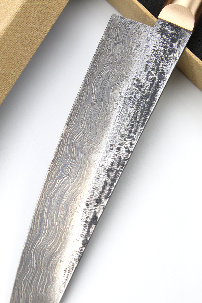 Gyuto Damascus Bog Oak Oval