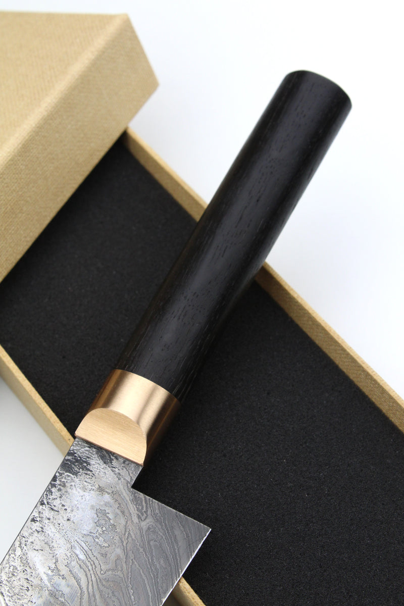 Gyuto Damascus Bog Oak Oval