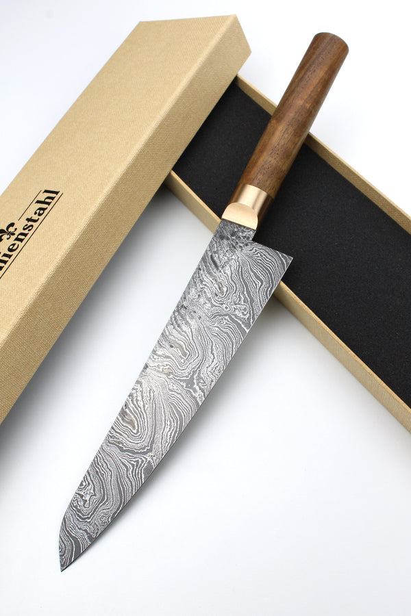 Gyuto Damascus HL Torsion Walnut