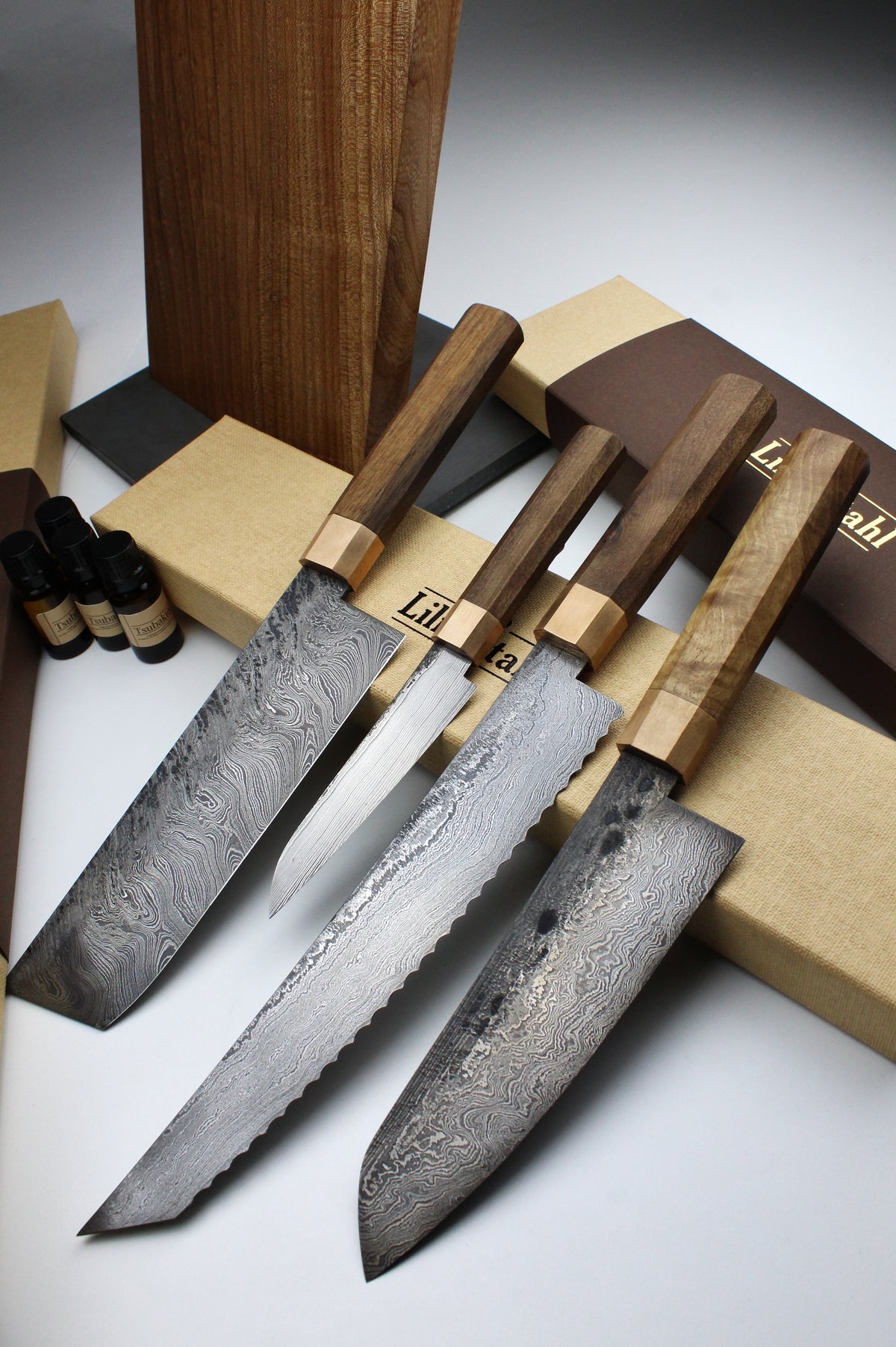 Premium-Messer-Set Achteck Nussbaum