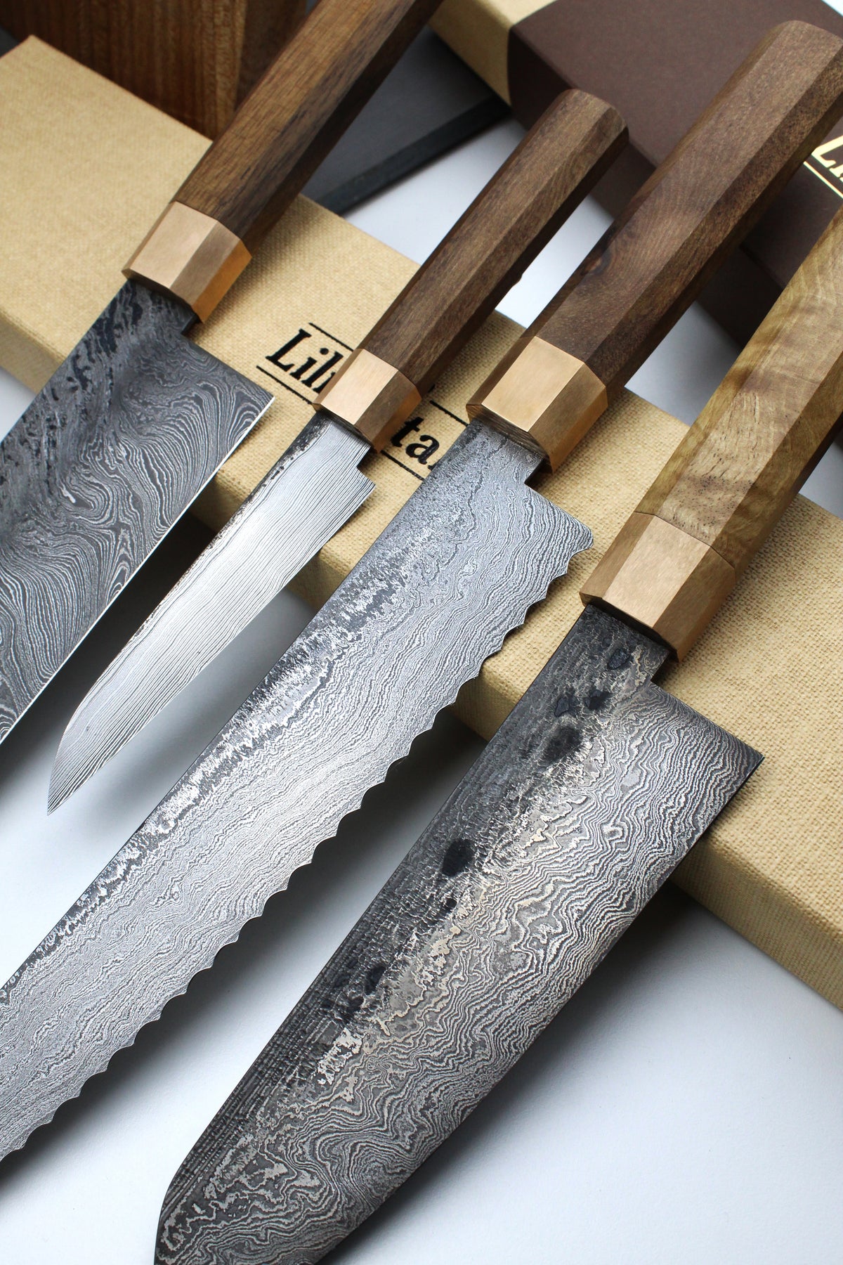 Premium-Messer-Set Achteck Nussbaum