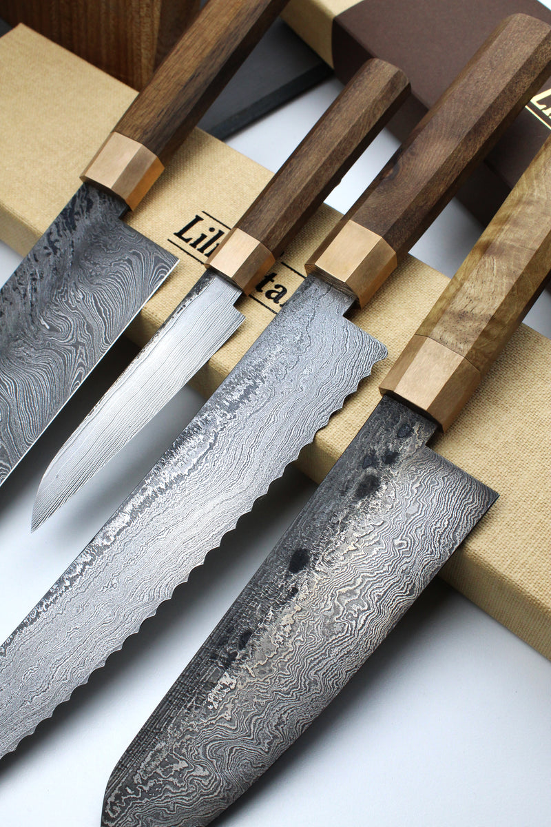 Premium Knife Set Octagonal Walnut