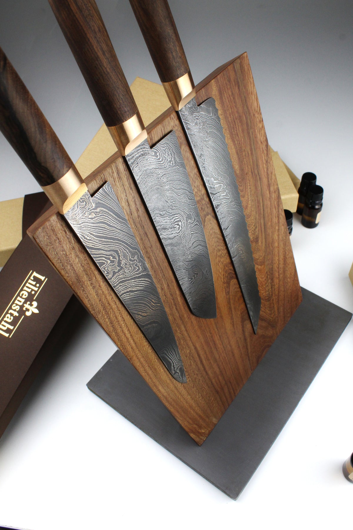 Premium-Messer-Set Oval Nussbaum