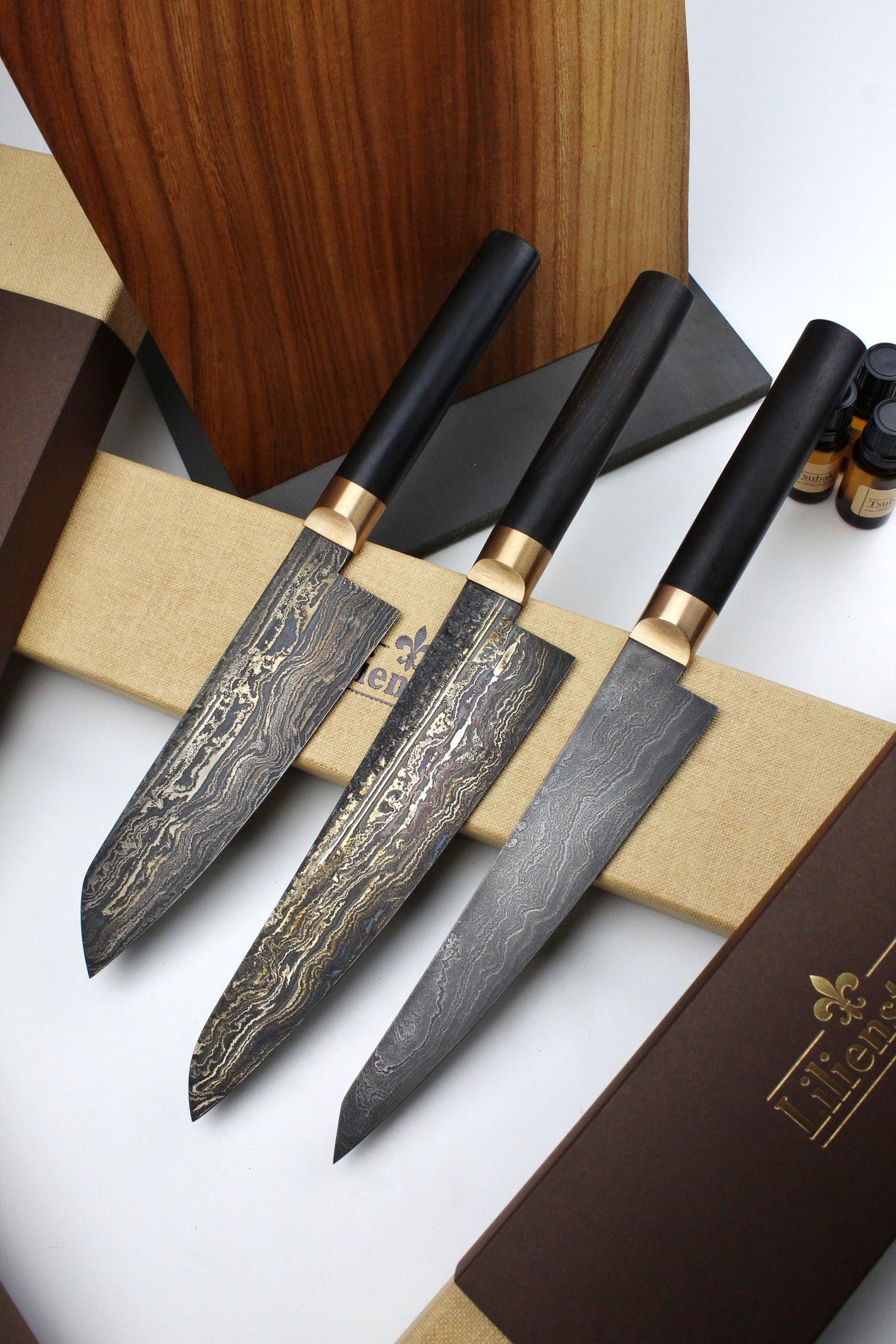Premium-Messer-Set aus schwarzem Ebenholz