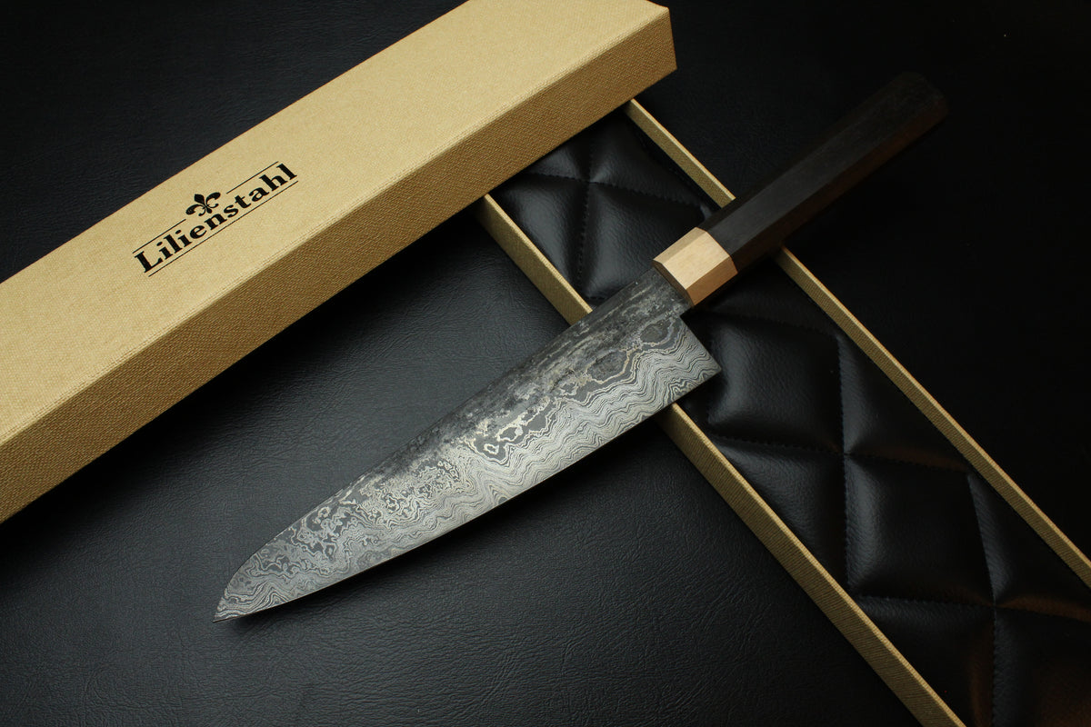 Gyuto Damast Moorholz Achteck